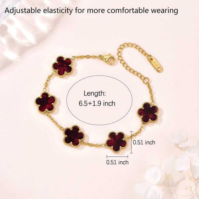 FLY FEI 18K Gold-Plated Four Leaf Clover Bracelet for Women,Adjustable lucky Bracelet Set Jewelry Gift-Hypoallergenic Charm for Birthdays, Wellness & Daily Wear - Image 4